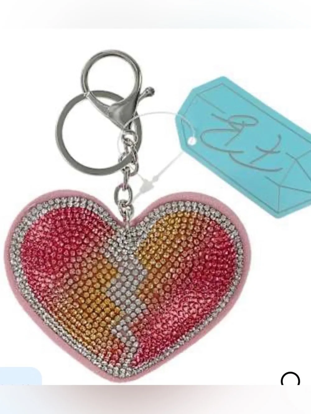 NEW Sparkling Heart Keychain - Bag Charm in Pink and Gold
